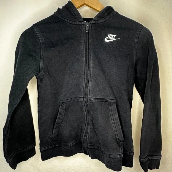 Kids Nike Black Full Zip Hoodie Athletic Casual Comfort Size M - Picture 1 of 4